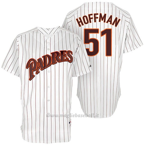Maglia Baseball Uomo San Diego Padres San Diego 51 Trevor Hoffman Bianco Turn Back The Clock Giocatore